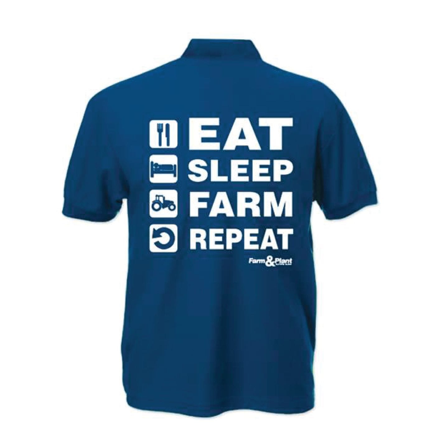 Eat Sleep Farm Repeat Blue Polo Farming Products